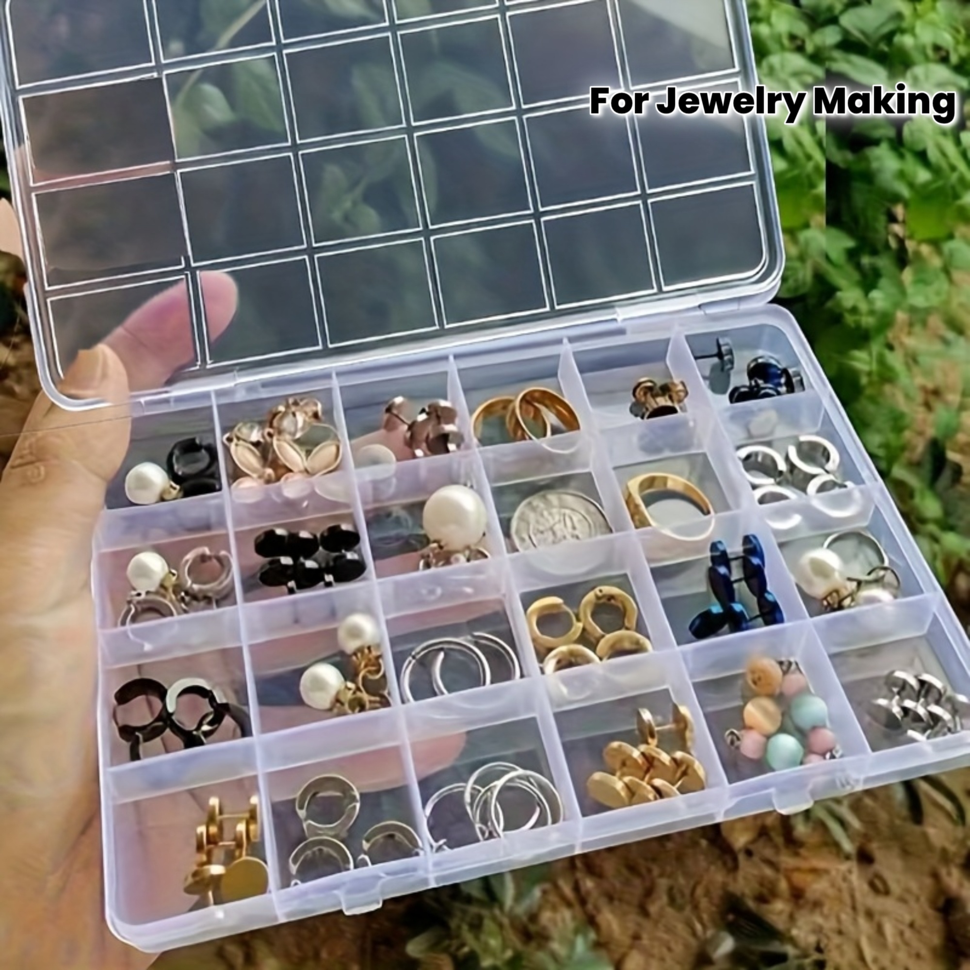 Transparent 2pcs Jewelry Box with Adjustable Dividers, Storage Solution
